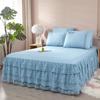 3 Layers Bed Skirt Lace Ruffled Bed Skirt Couvre Lit Bedroom Bed Cover with Surface Non-slip Mattress Cover Bedsheet Bedspread