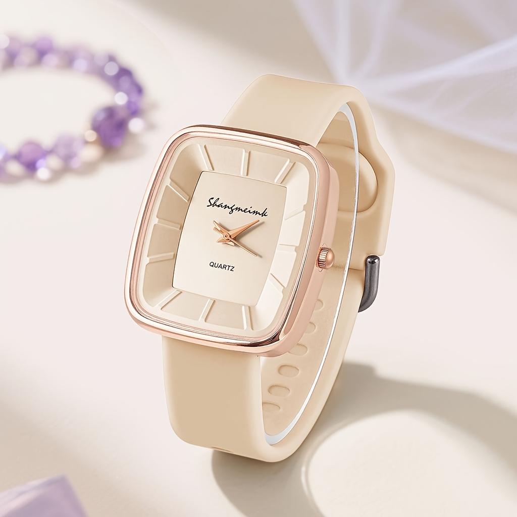 Fashion Square Women’s Quartz Wristwatch Elegant Silicone Band Ladies Watches Reloj Mujer