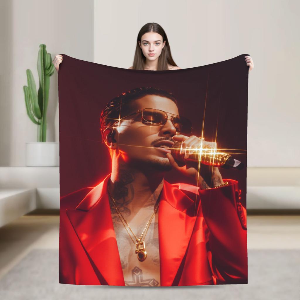 Soft Warm Blanket Travel Office Rauw Alejandro Singer Rapper Throw Blanket Flannel Bedspread For Couch Chair Sofa Bed Sofa Bed