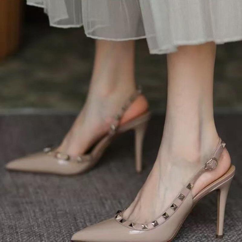 Fashion 2025 Ladies Shoes Buckle Strap Women's High Heels Fashion Rivet Office and Career New Shallow Best Seller Closed Toe Sandals