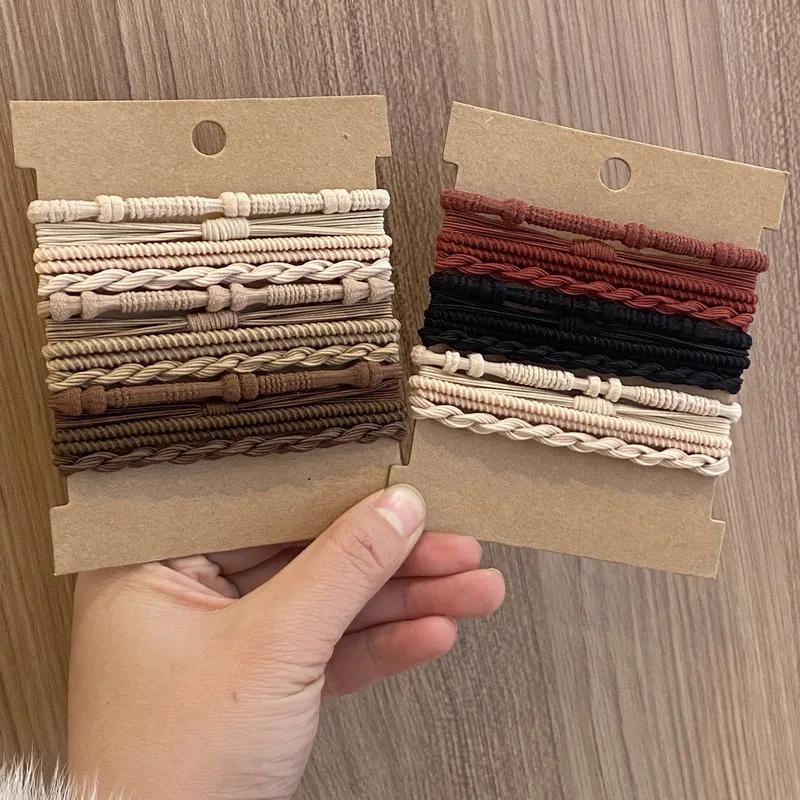 20 Pcs Boho Bracelet Hair Ties for Women Elastic Hair Rubber Bands Girls Black Bracelet  Hair Rope Ponytail Holder Hairbands