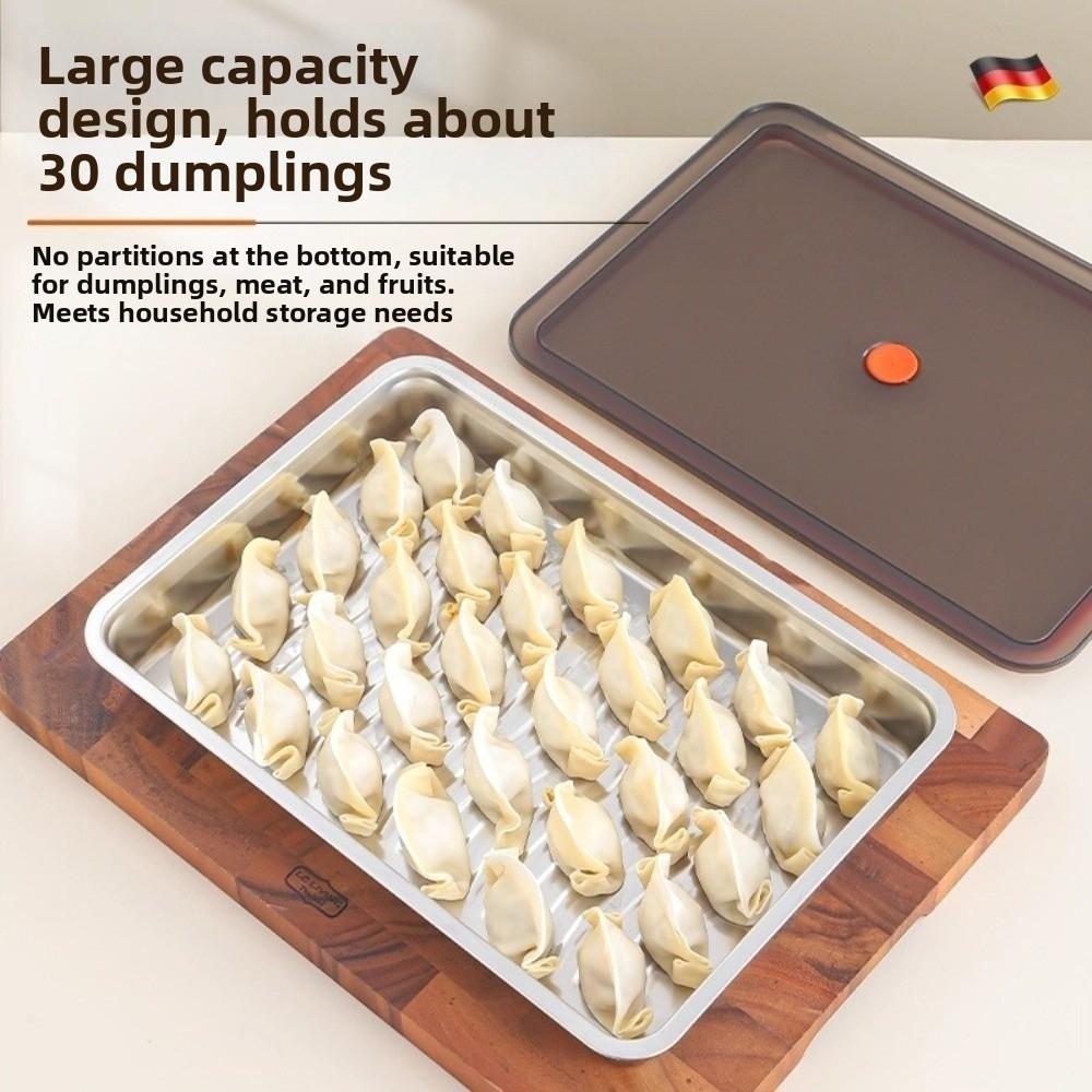 316L Stainless Steel Dumpling Storage Box Non-Stick Airtight Freezer Box Large Capacity Food Storage Container Home Kitchen