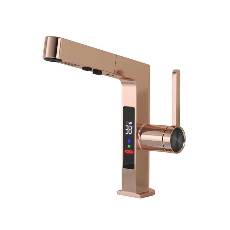 White/Black Temperature Digital Display Bathroom Basin Faucet 360 Rotation Stream Sprayer Hot Cold Water Mixer Sink Tap