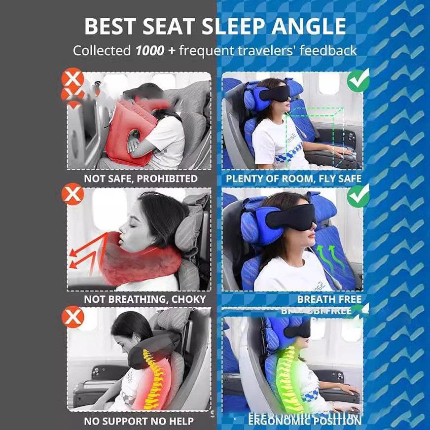 Reise-Nackenkissen mit atmungsaktiver, verdunkelnder Augenmaske und fester Stütze