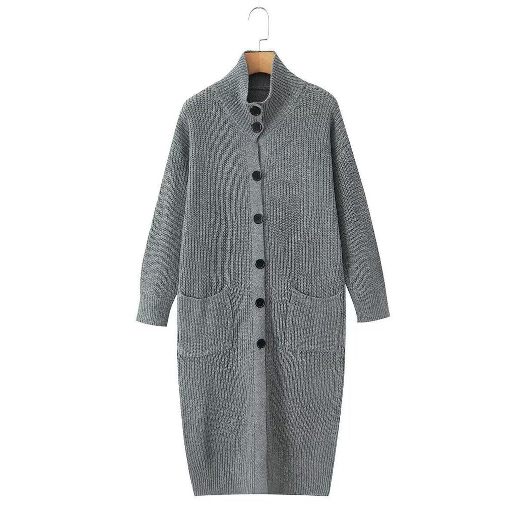 2025 Fall/Winter Women's High-End Knit Cardigan Trench Coat - Mid-Length Button-Up