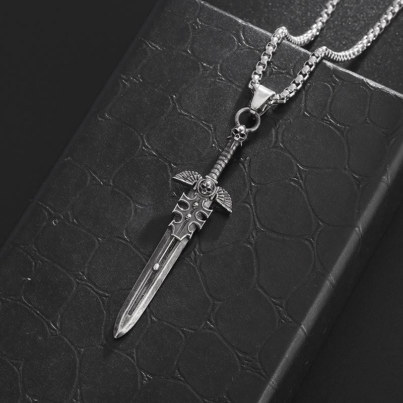 Hot Selling Accessories Big Sword Pendant Men's Punk Style Hip Hop Necklace Statement Accessories Necklace