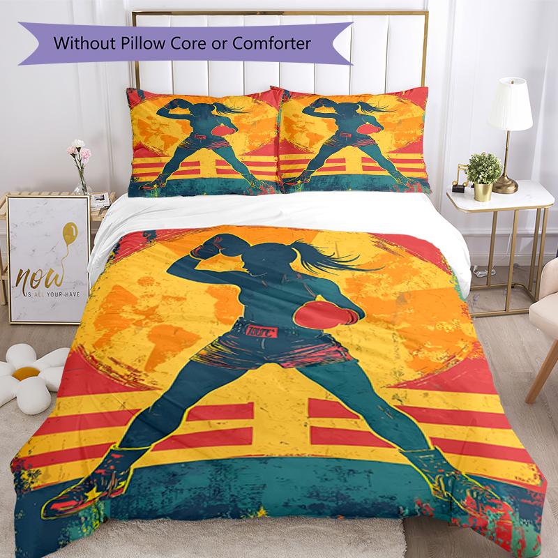 3pcs boxing Bedding Set Duvet Cover Closure Includes 1 Duvet Cover & 2 Pillowcases, Soft and Comfortable for All Seasons.