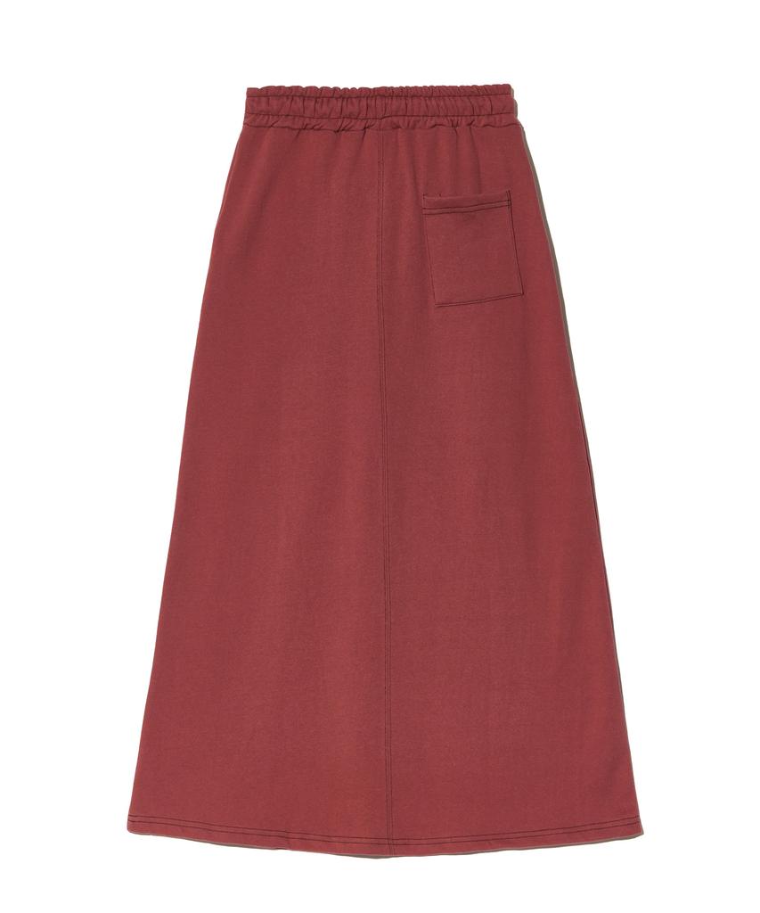 Peace Maker Stitch Sweat Maxi Skirt (Burgundy)