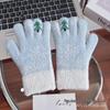 Women's Cute Red Knitted Christmas Gloves - Warm Winter Cycling Touchscreen Split-Finger Design