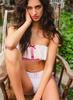 Women's Polka Dot Bandeau Bikini with High-End Ruffles - Perfect for Vacation and Hot Springs