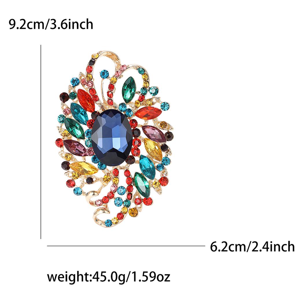 African Exquisite Alloy Full Diamond Large Glass Brooch High-End Fashion Women'S Clothing Corsage Jewelry Pin
