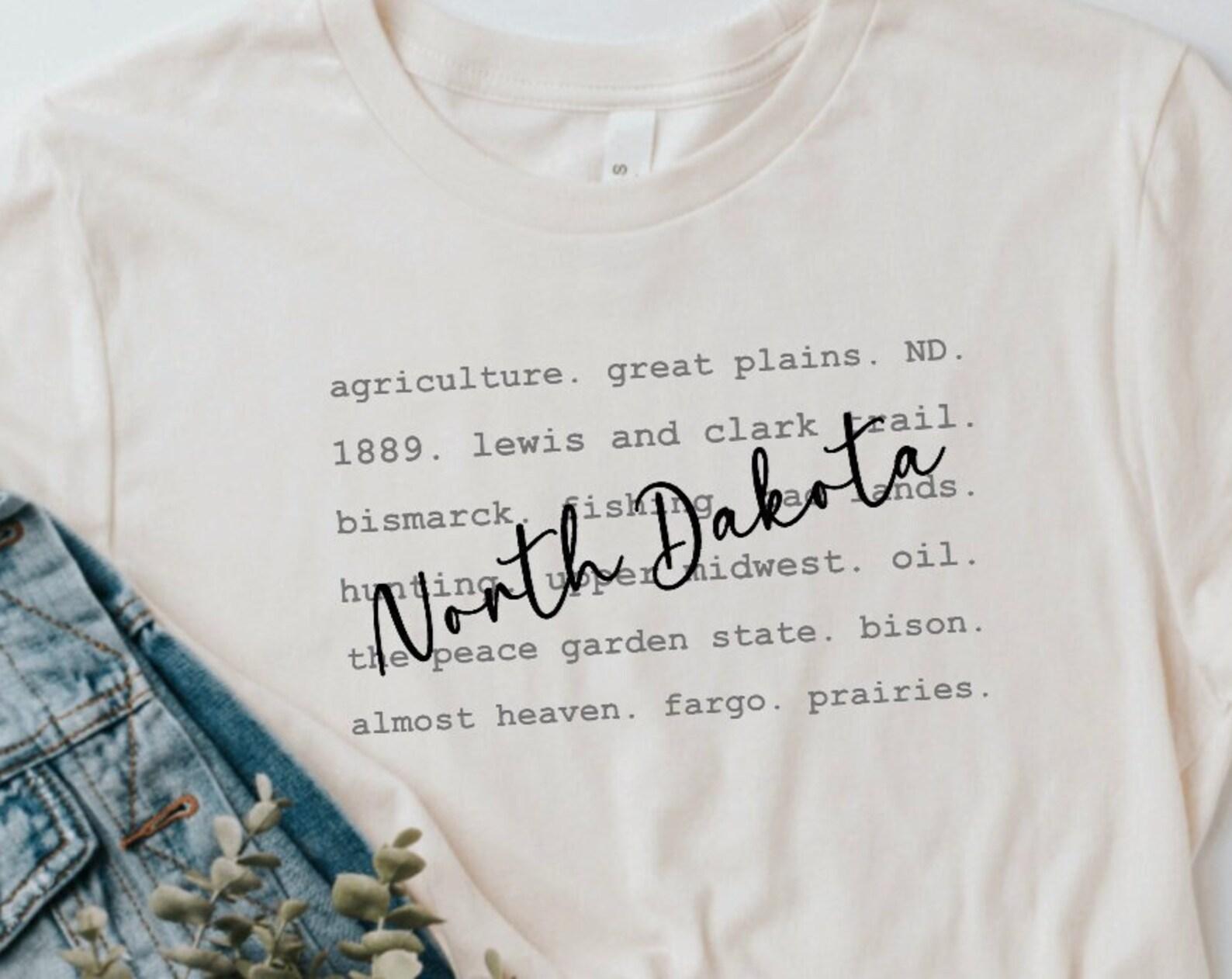 North Dakota State Words Unisex Graphic Tee, ND, Nodak, Short Sleeve S