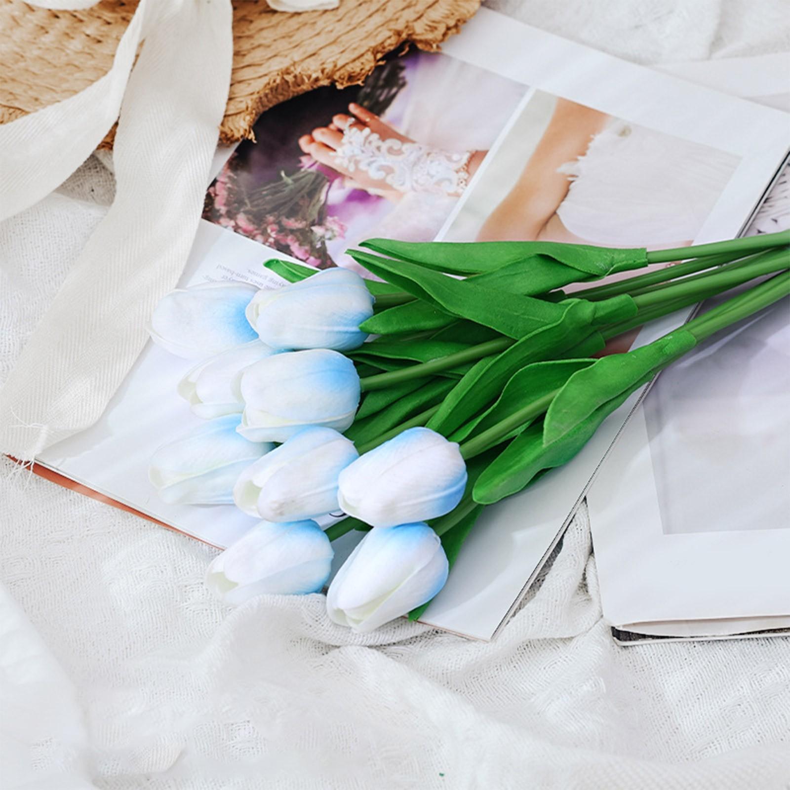 

10шт искусственные поддельные цветы букет цветочный свадебный букет партии домашнего декора One Size синий