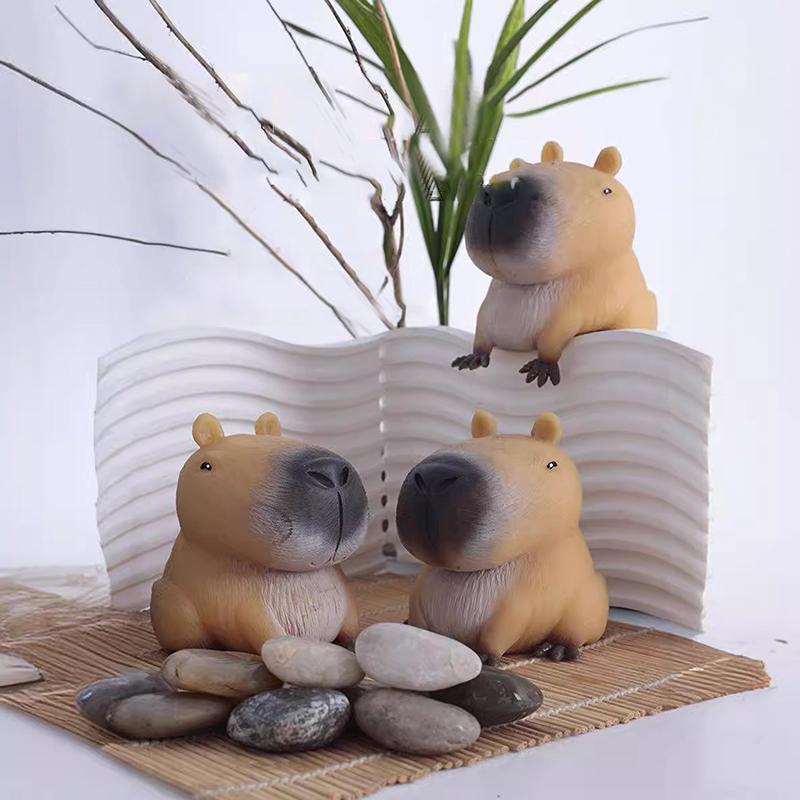 Super Soft Cute Q-Bullet Capibala Toy Mini Toys Kawaii Stress Relief Squeeze Fast Rebound Animals Toy TPR Decompression Toy