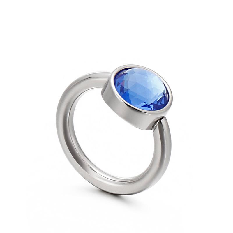 Korean Titanium Steel Crystal Multi-Color Cat's Eye Stone Ring