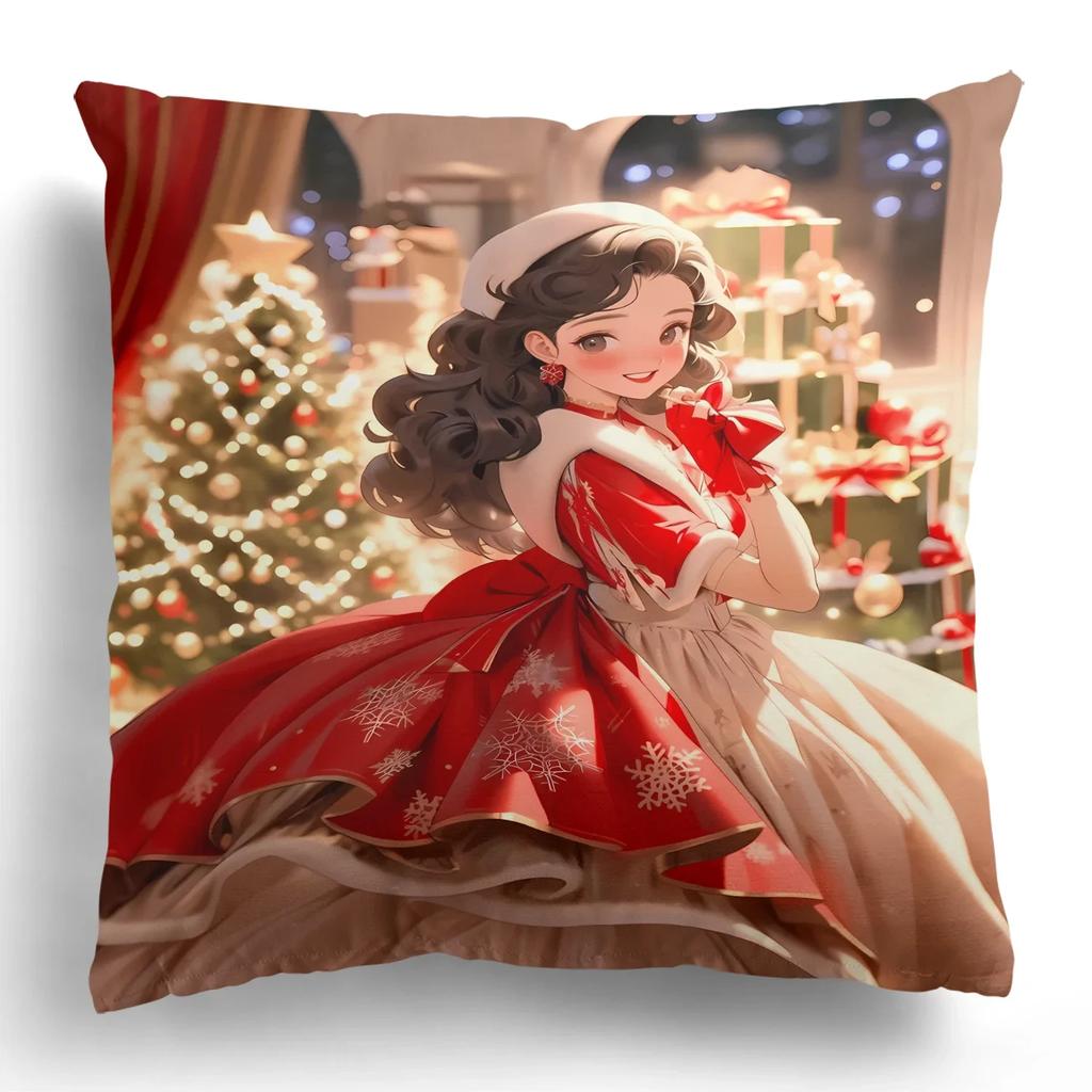 Christmas Decoration Kawaii Disney Elsa Princess Decorative Pillowcase Living Room Cushion Cover Room Decoration Christmas Gift