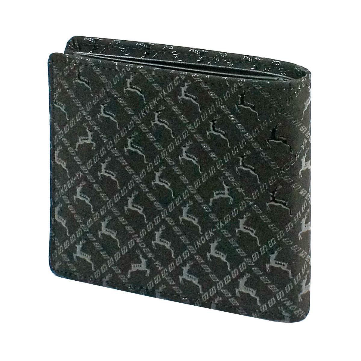 

Inden bifold bill compartment no coin black background x black deer pattern [Indenya] wallet, I, purse, deerskin, lacquer, 2005-01-165 чорний