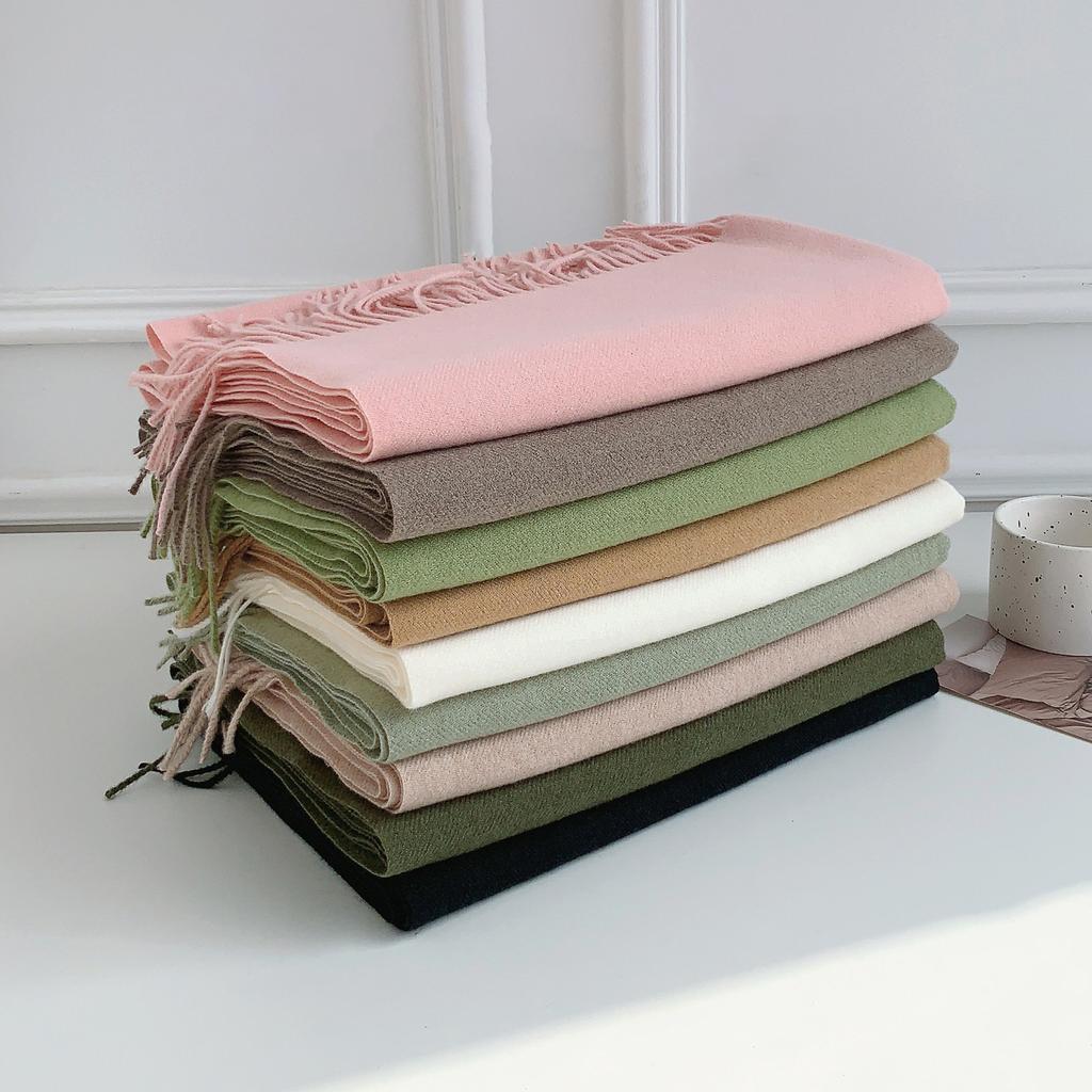 Eșarfă nouă de iarnă 2024, pentru femei, versatilă, imitație de cașmir, îngroșată, caldă, premium, culoare solidă, șal de dimensiuni mari