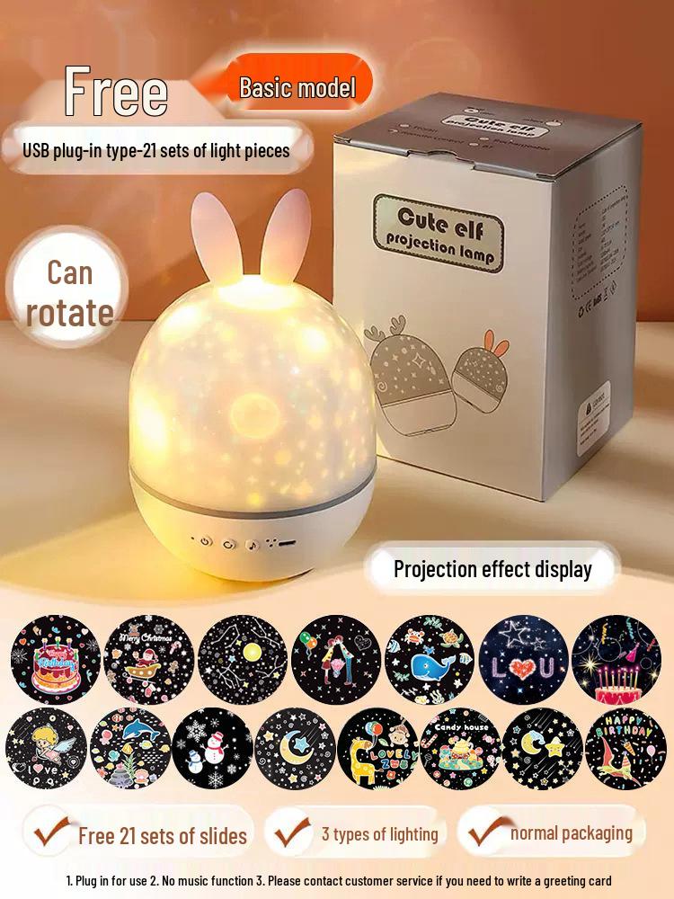 Rabbit Starry Sky Projector Light, Bluetooth Music Night Light, Ideal Birthday Gift