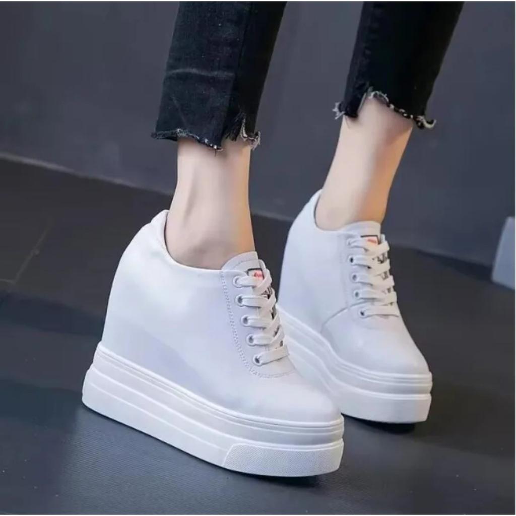 Spring Genuine Leather Increased Women's Shoes 11cm Fashion Classic Casual Shoes Original Korean Version Heels Autumn Sneakers