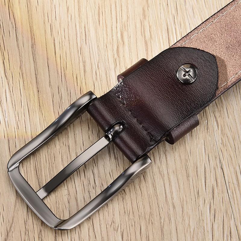 Womens Genuine Leather Belt With Stitched Edge Alloy Pin Buckle Slim Casual Waistband Pants 2.5cm Width