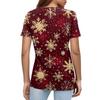 Women's Fashionable Casual Short Sleeve Christmas Print Round Neck Pullover Top