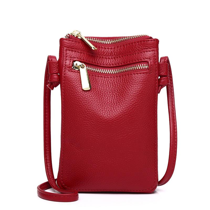 Frühling und Sommer Erste-Schicht Rindsleder Vertikale Weiche Leder Schulter Crossbody Mini Mittleren Alters Mutter Handy Tasche