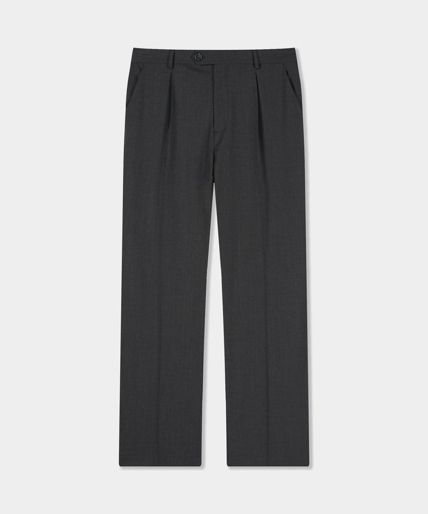 BIRBANTE Tailored Single-Pleat Setup Slacks - Charcoal