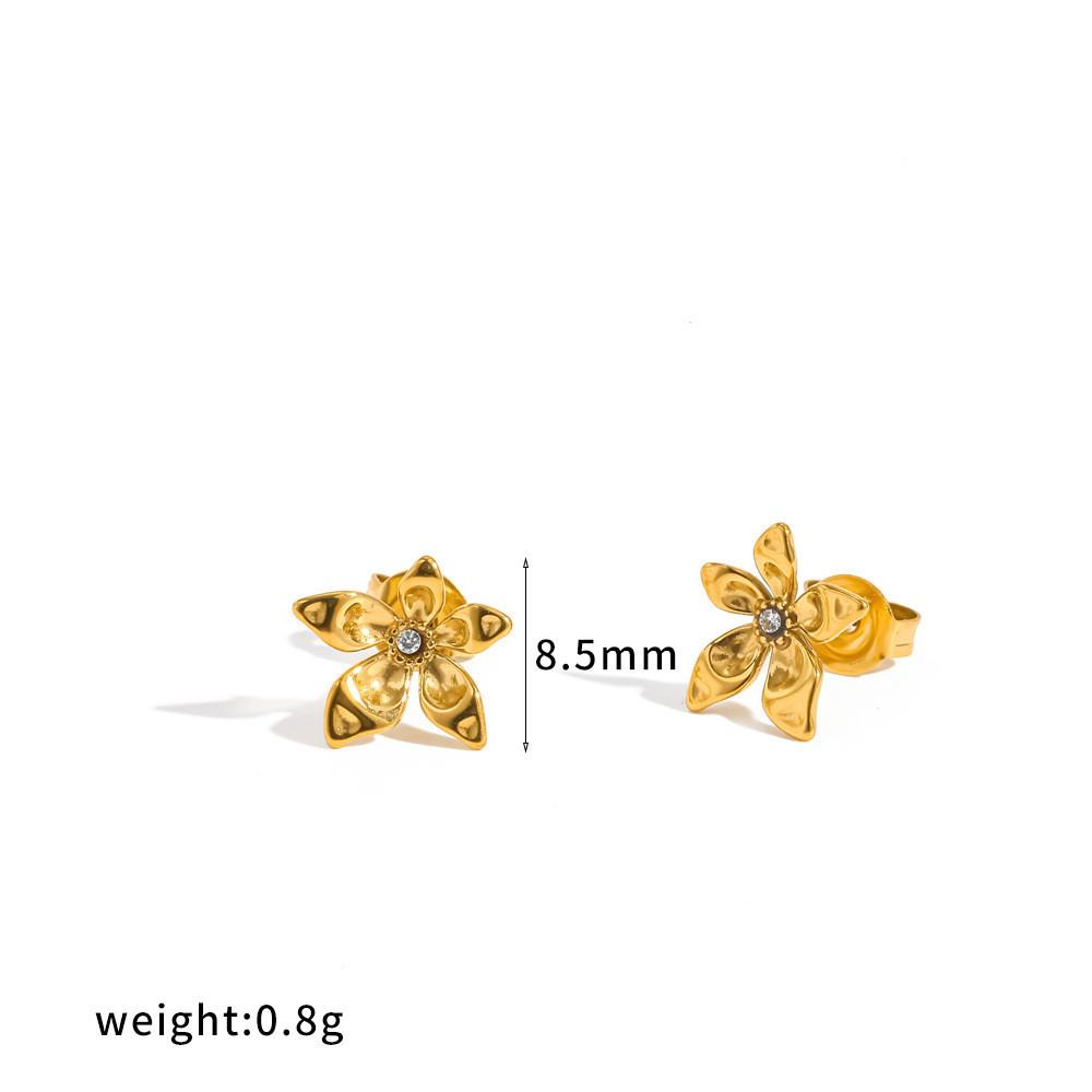 Flower Diamond Stud Earrings With Gold Plating For Women Gift Fashion Jewelry