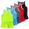 Kids Quick Dry Tank Top Set - Boys Girls Athletic Sleeveless Shirt Shorts for Running Basketball - Solid Color