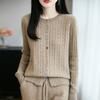 Autumn And Winter New Wool Cardigan Women'S Round Neck Loose Coat Colored Button Knitted Cashmere Sweater Versatile Women'S Top