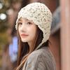 New Tassel Red Flower Hat Cute Autumn and Winter Bag Head Autumn and Winter Ear Protection Warm Handmade Sweet Knitted Wool