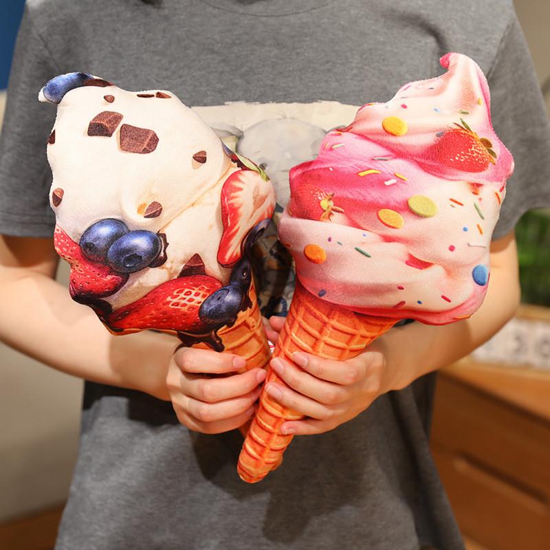Plüsch-Erdbeereis-Kissen mit weichem Kurzflor für Kinder und als Geschenk