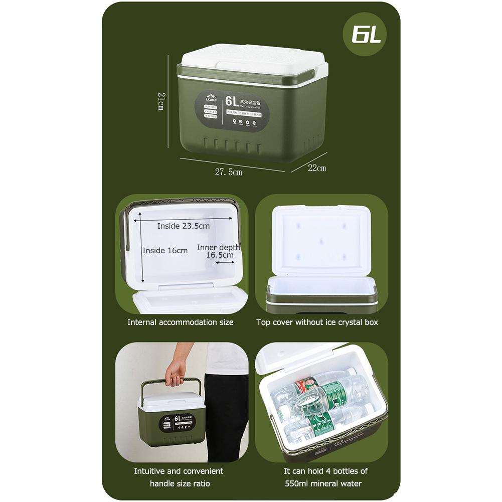 6/9L Camping Auto Kühlschrank Wärme Erhaltung Mini Gefrierschrank Kühlschrank Tragbare Grill Isolierung Box für Outdoor Camping Angeln