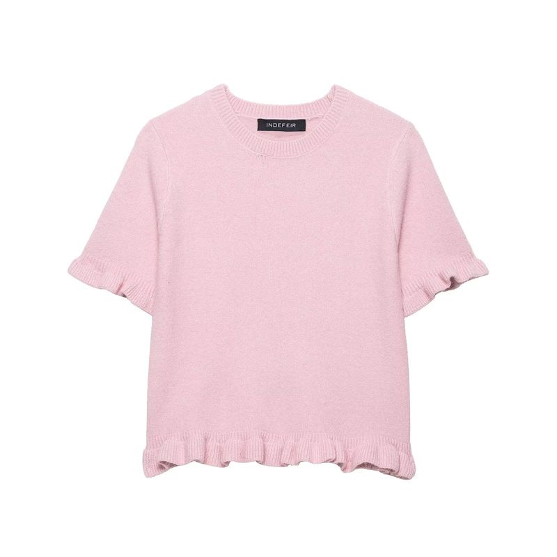 Zbzr Autumn New Women clothes Western Style Fashion Slim fit Short Short sleeve Laminated Decoration Knit 2756130