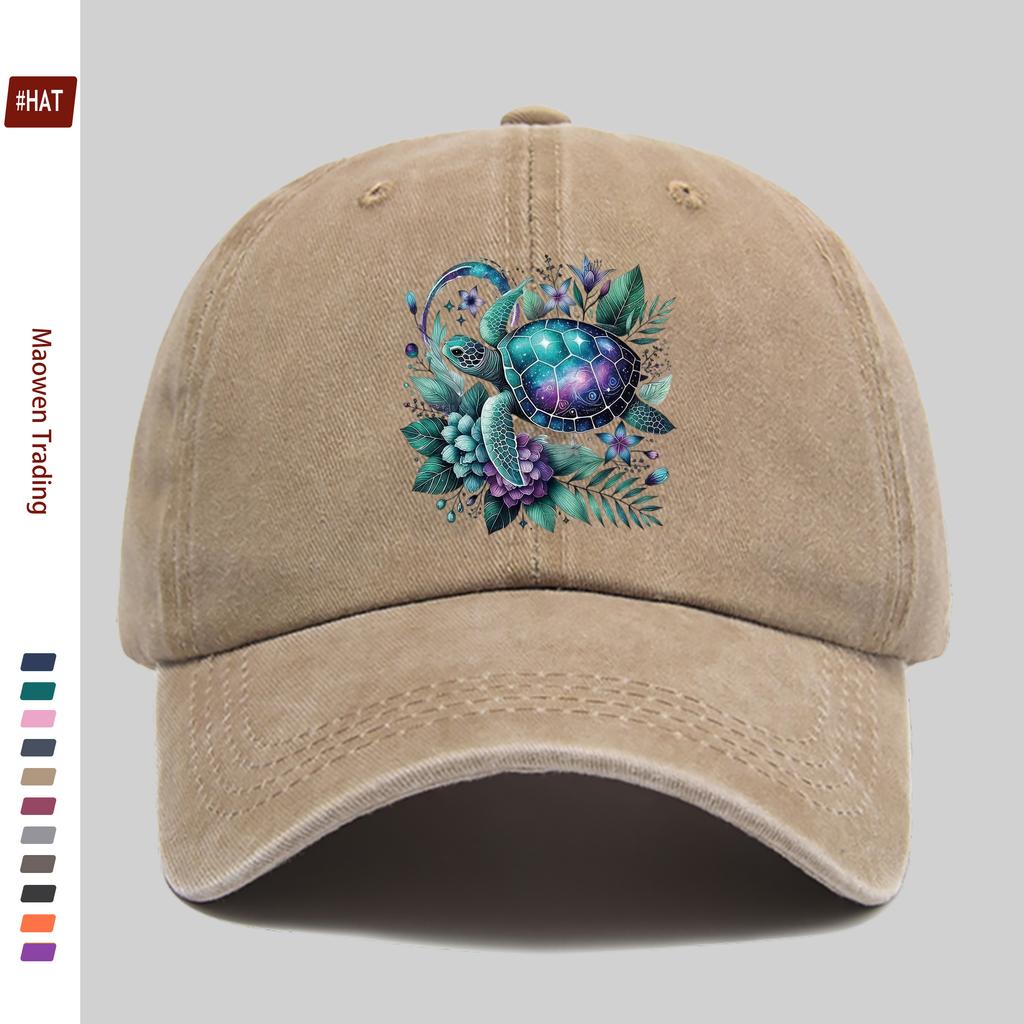 Pc Marine Life Turtle Print Pattern Baseball Cap Spring Summer Fashion Decor Sun Hat Truck Driver Papa Hat Comfortable Light