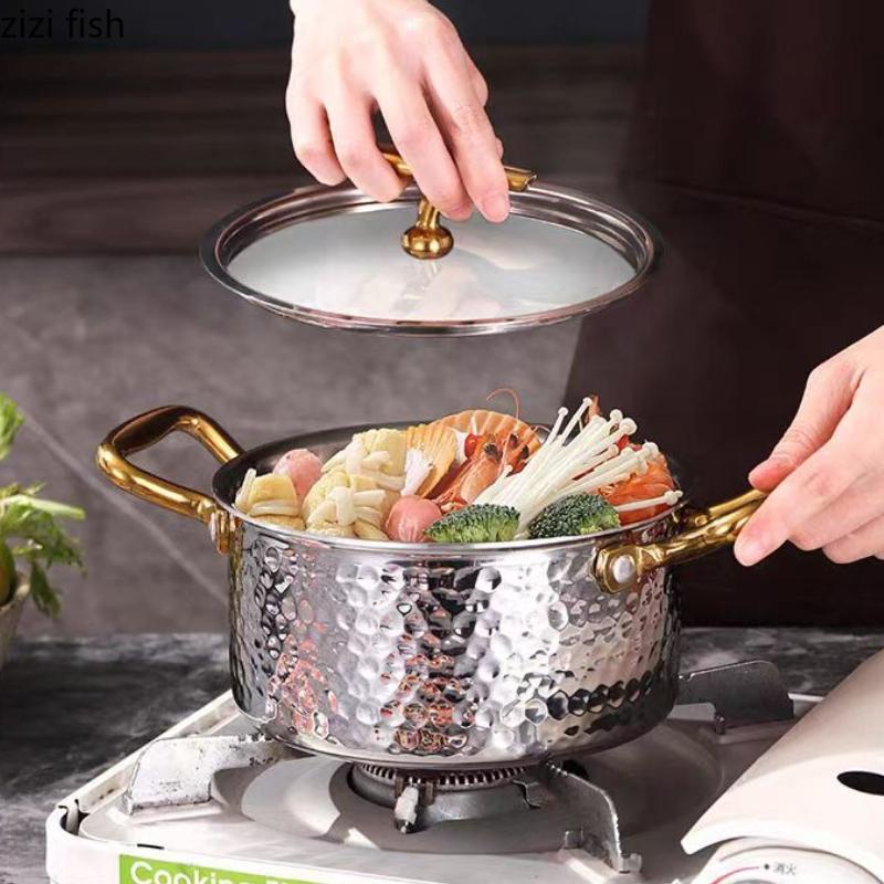 Thickened 304 Stainless Steel Pot Small Hotpot Dual Purpose Boiling Pot Saucepan Soup Pots Kitchen Supplies Stock Pots Cookware