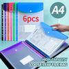 6pcs of A4 Large-capacity Loose-leaf Style,Durable PP Material+Expansion Button+ Label Pocket,For Storage At School, Home, Work.