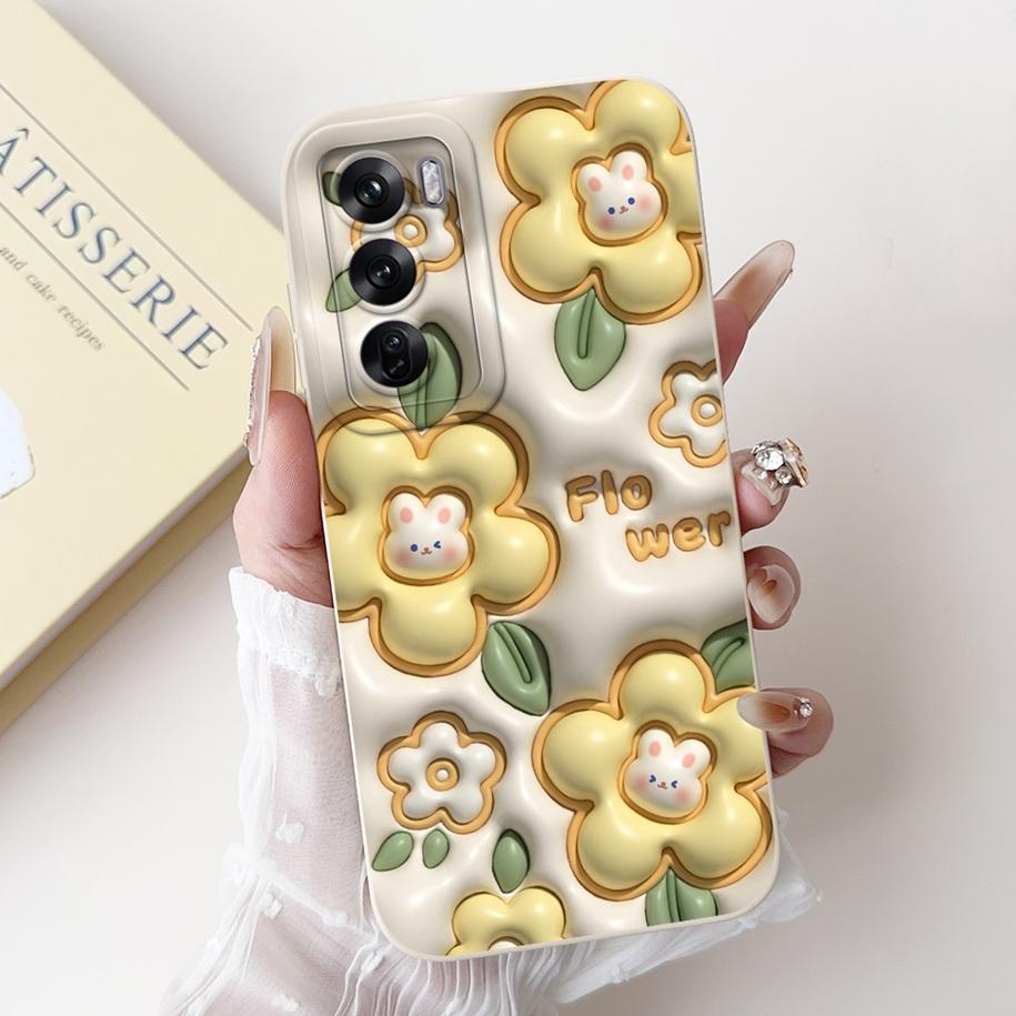 For OPPO Reno 12 5G Case CPH2625 Cute Cartoon Rabbit Cactus Soft Silicone Cover For Oppo Reno 12 Pro CPH2629 Bumper Reno12 Coque