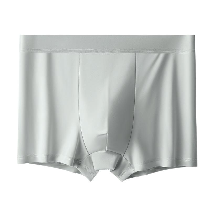 Men's Ice Silk Breathable Mid-Waist Boxers - Solid Color Comfortable Underwear for Boys