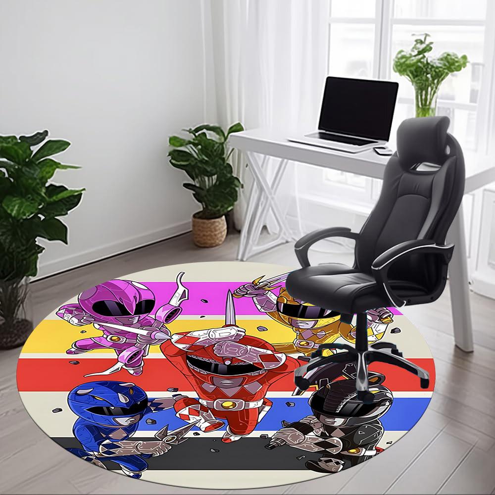 1PC Power Rangers Office Round Rug, Non-slip, Soft and Durable Office Rug for Interior Decoration, Perfect for Office yy250915057