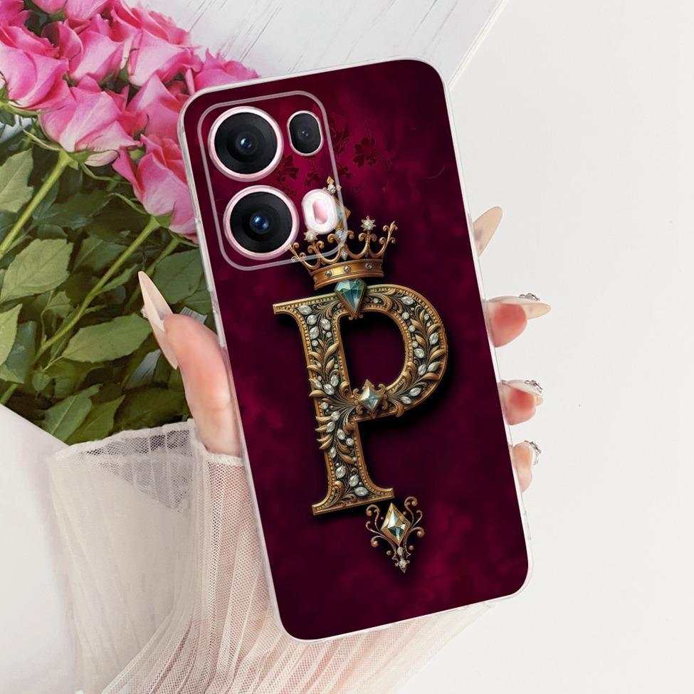 Transparent For Oppo Reno 13Pro CPH2697 PKK110 Cover For Oppo Reno 13 Pro Case Luxury Crown A-Z Letters 2D Flat Pattern