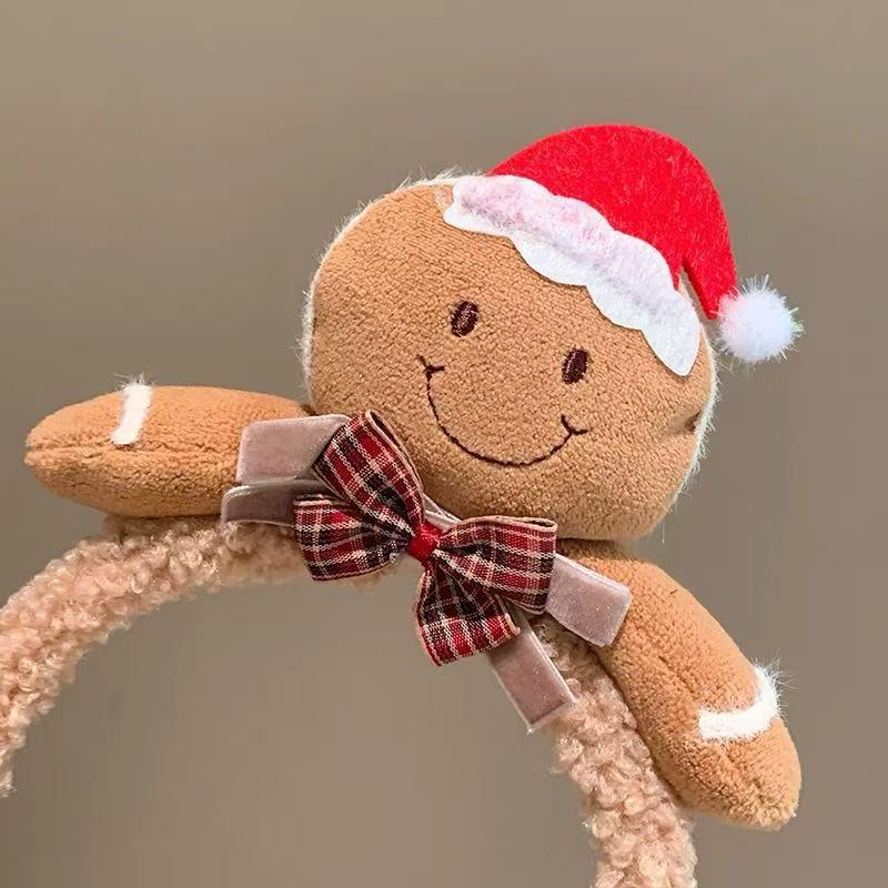 Gingerbread Man Duckbill Clip & Plush Christmas Hat Headband