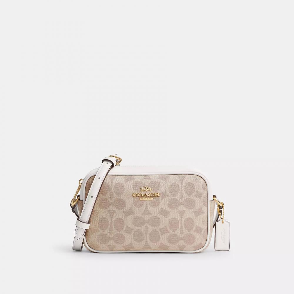 Coach MIni Jamie Camera Bag In Signature Canvas Gold Walnut Black