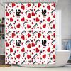 Red Love Heart Print Shower Curtain Waterproof Bath Rug Decor Wedding, Valentine'S Day, Anniversary Gift Idea (White Background)
