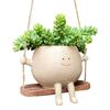 Swing Face Planter Pot Cute Smiling Face Resin Flower Pot Swing Succulent Flower Planter Wall Hanging Flower Pot Garden Supplies