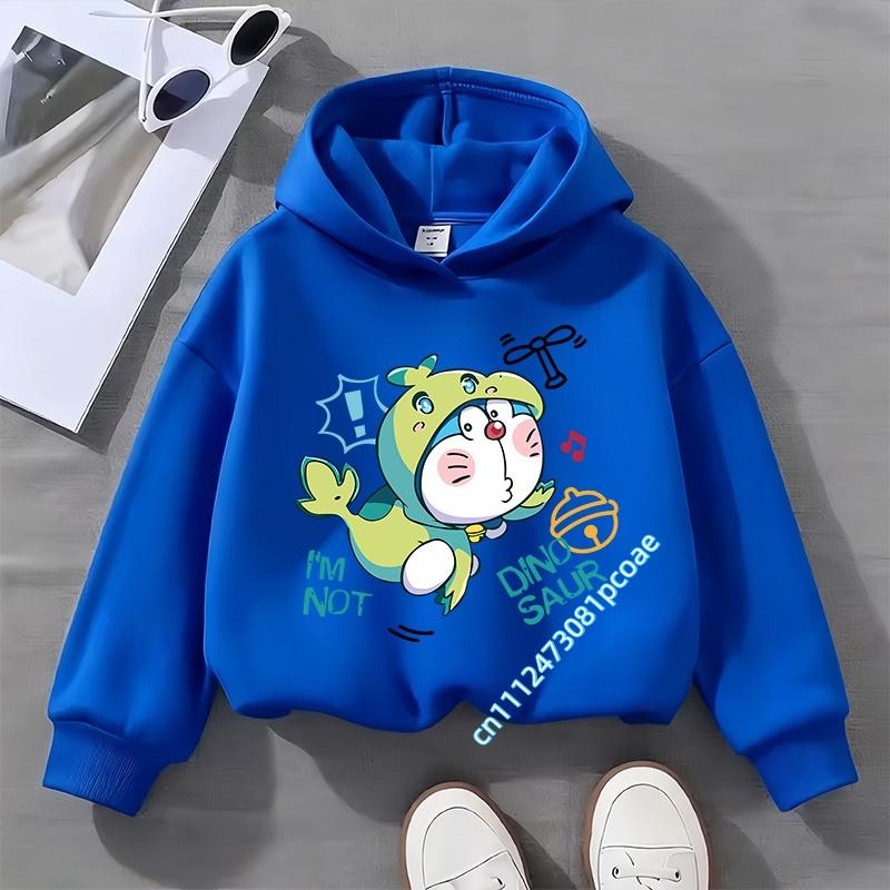 Doraemon children's hooded sweatshirt for boys, girls' casual top with cartoon print,long-sleeved,suitable for autumn and winter