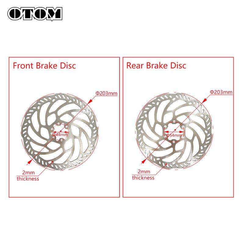 OTOM 203mm 2mm 6 Hole Motorcycle Brake Disc Rotor Front Rear Brake Plates For Surron Light Bee Electric Off-road Dirt Bike Parts