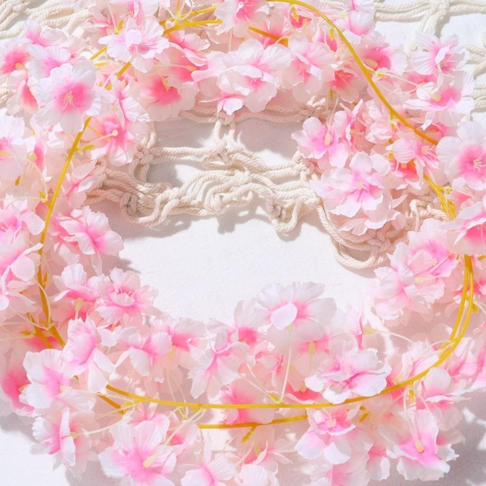 Pink Sakura Artificial Flower Garland 180CM Silk Cherry Blossom New Hanging Vine  Party Decor