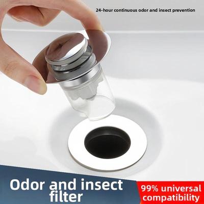 Universal Pop Up Sink Drain Core Press Type Basin Stopper Anti Odor Leak Proof Water Plug For Bathroom Washbasin Sink